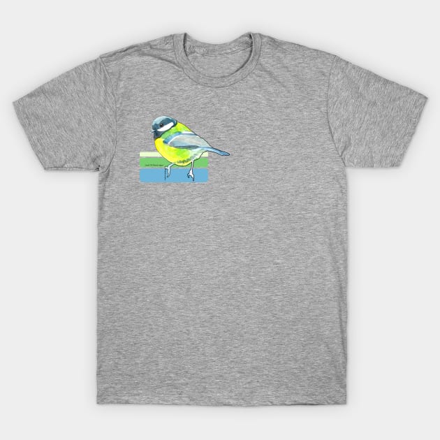 Great Tit Watercolour T-Shirt by Kaminen Mosher